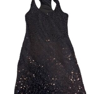 Elegant Black Sequin Kids Dress